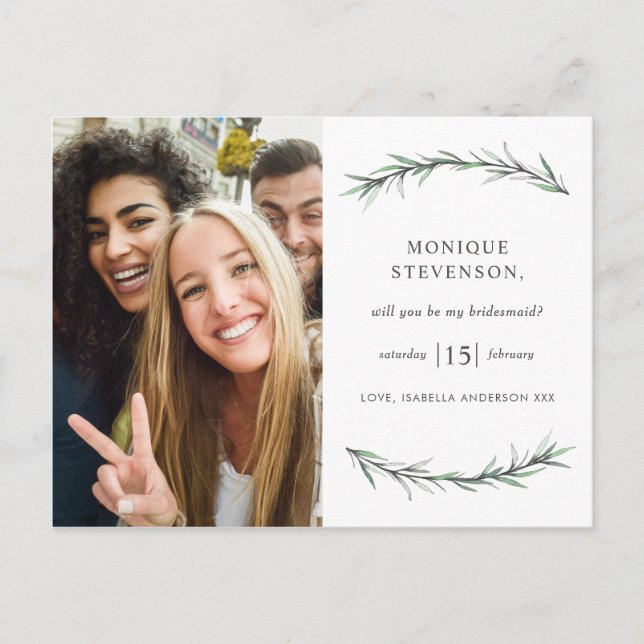 Invitation Carte Postale Rosemary Botanical Sauvage Serez-Vous Ma Femme D'A (Devant)