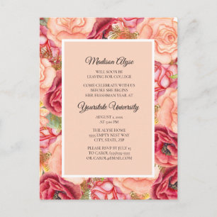 Invitation Carte Postale Roses rouges roses roses / Floral College Trunk Pa