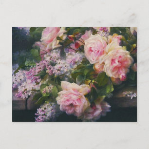 Invitation Carte Postale Roses vintages et Fête des mariées Lilacs