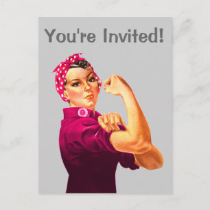 Invitation Carte Postale Rosie Le Riveter - Cancer Rose