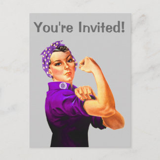Invitation Carte Postale Rosie The Riveter - Violet