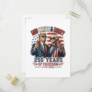 Invitation Carte Postale Rouge Blanc Boozy Trump George Washington 250