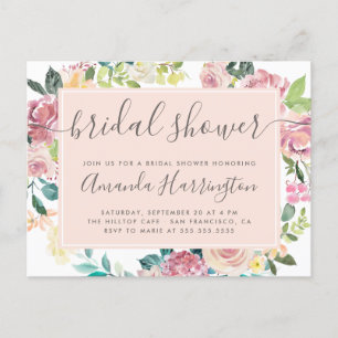 Invitation Carte Postale Rougissent la Fête de la mariée florale de ressort