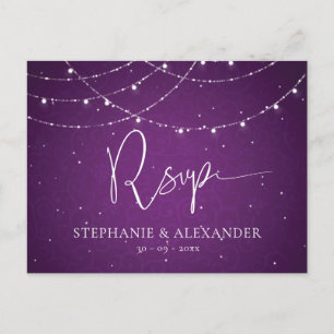 Invitation Carte Postale Royal Violet String éclat mariage RSVP