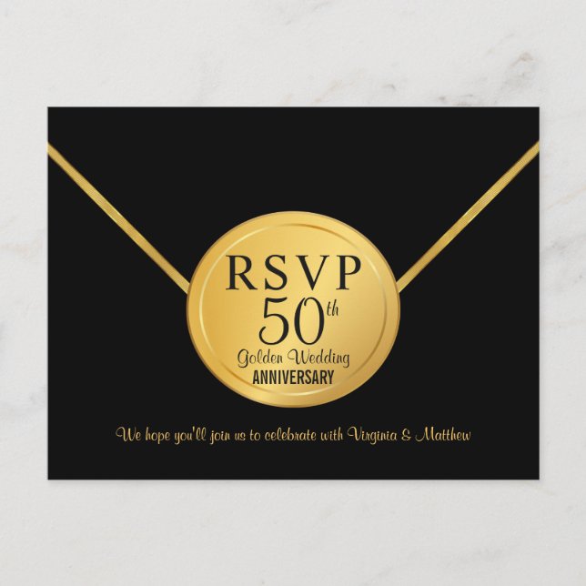 Invitation Carte Postale RSVP 50e anniversaire de Mariage Parti surprise (Devant)