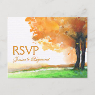 Invitation Carte Postale RSVP Automne Orange Correspondant RSVP Mariage Pos