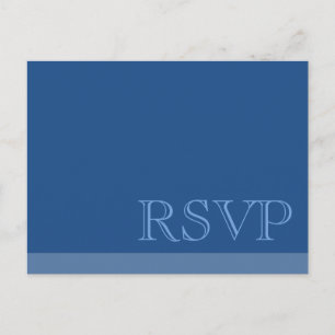 Invitation Carte Postale RSVP bleu simple minimum
