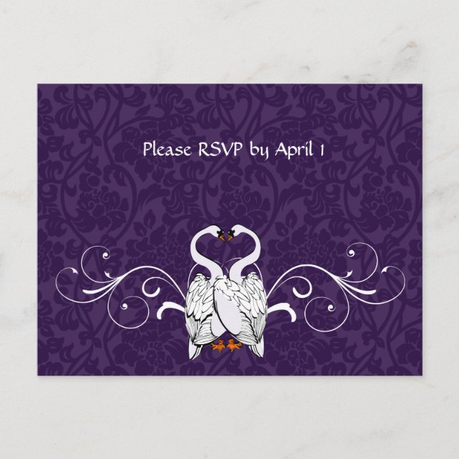 Invitation Carte Postale RSVP cygne blanc (Devant)