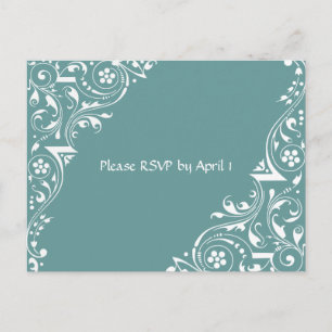 Invitation Carte Postale RSVP de dentelle blanche