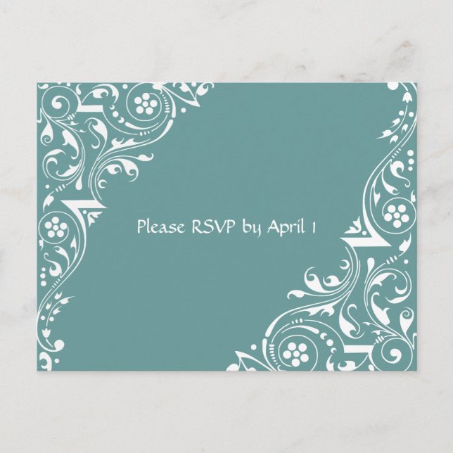 Invitation Carte Postale RSVP de dentelle blanche (Devant)