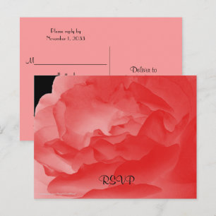 Invitation Carte Postale RSVP, Élégant Corail Rose Rose Floral