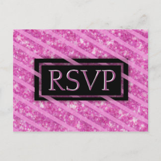 Invitation Carte Postale RSVP | Étiquette Parties scintillant rose