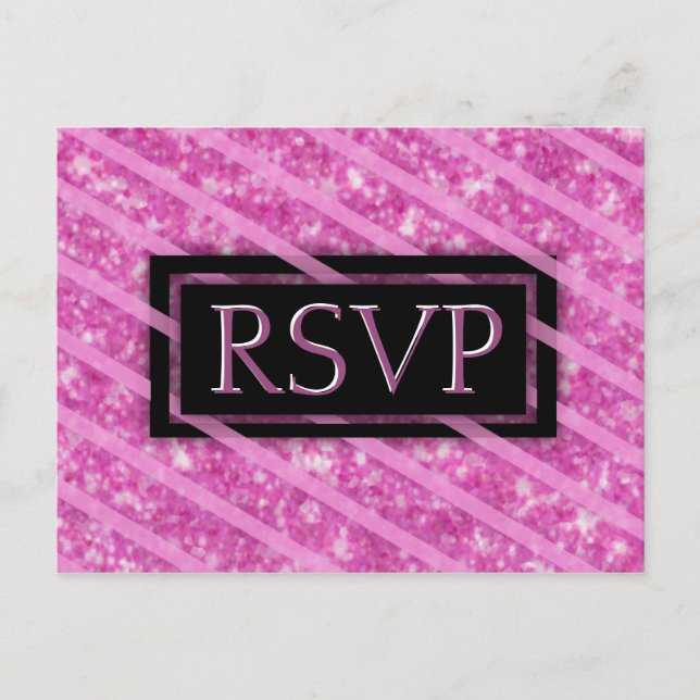Invitation Carte Postale RSVP | Étiquette Parties scintillant rose (Devant)
