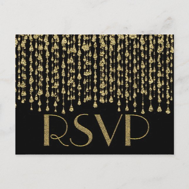 Invitation Carte Postale RSVP | Faux Gold Foil Look (Devant)