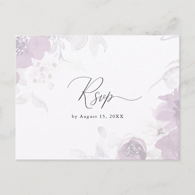 Invitation Carte Postale Rsvp floral avec Calligraphie Repas Choix (Devant)