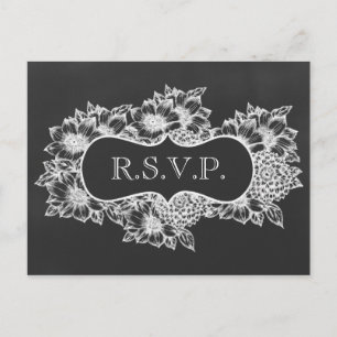 Invitation Carte Postale rsvp floral de mariage de tableau