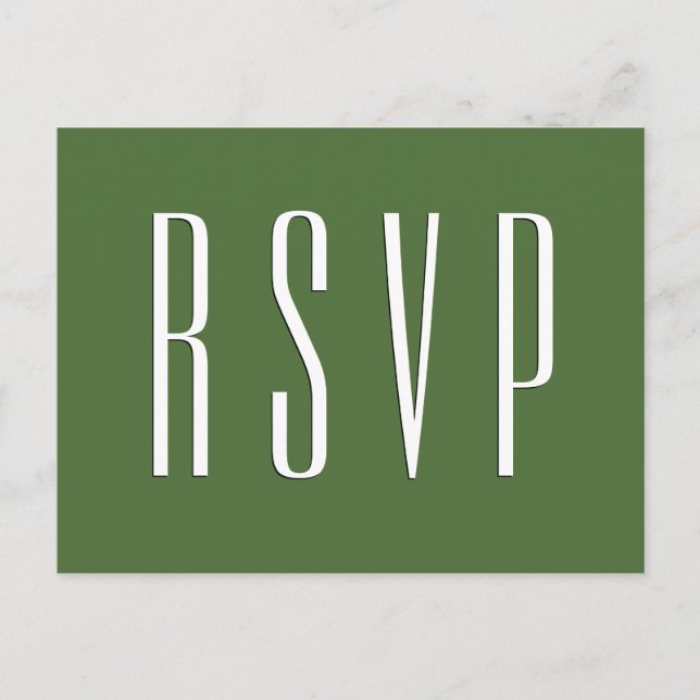 Invitation Carte Postale RSVP Green ou N'IMPORTE QUELLE COULEUR Réponse du  (Devant)