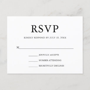 Invitation Carte Postale RSVP l'épousant élégant simple