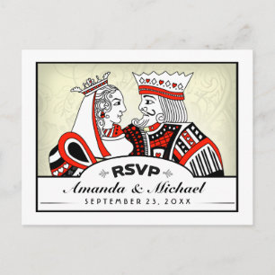 Invitation Carte Postale RSVP Lucky In Love King Mariage PostCard