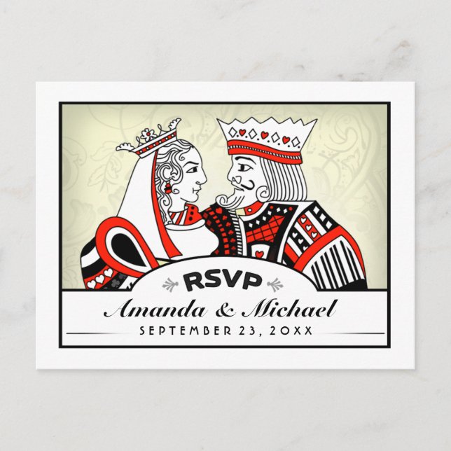 Invitation Carte Postale RSVP Lucky In Love King Mariage PostCard (Devant)