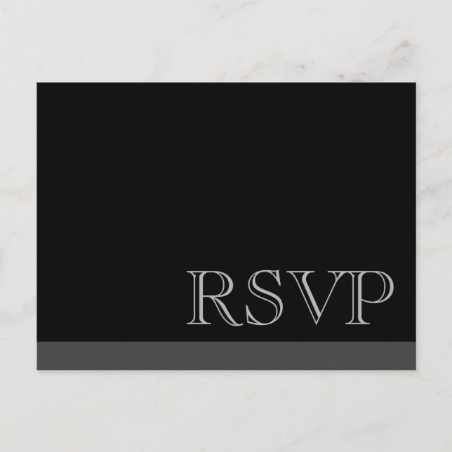 Invitation Carte Postale RSVP noir simple minimal (Devant)