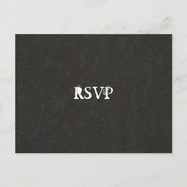 Invitation Carte Postale RSVP noire Goth Cracked (Devant)