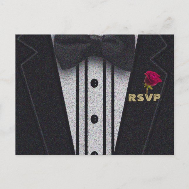 Invitation Carte Postale RSVP | Parties scintillant Tuxedo (Devant)