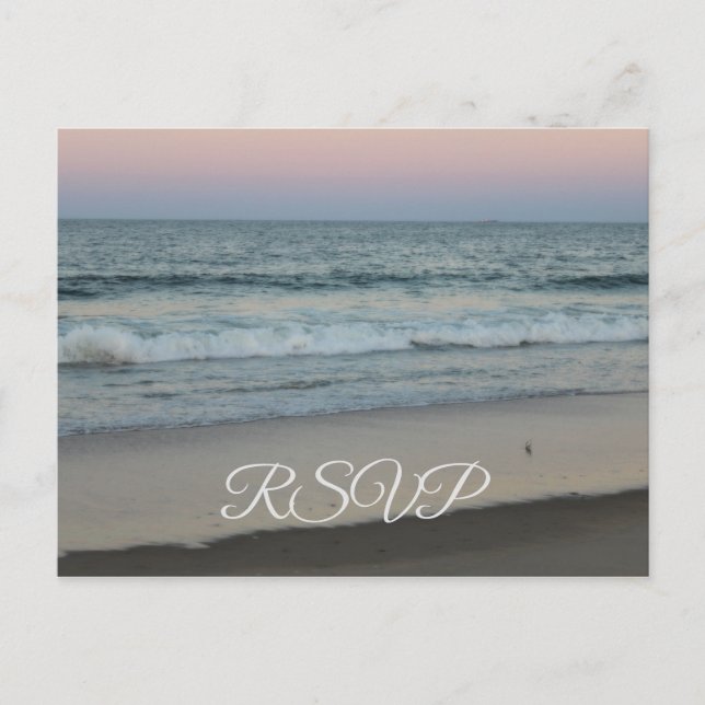 Invitation Carte Postale RSVP plage de coucher de soleil (Devant)