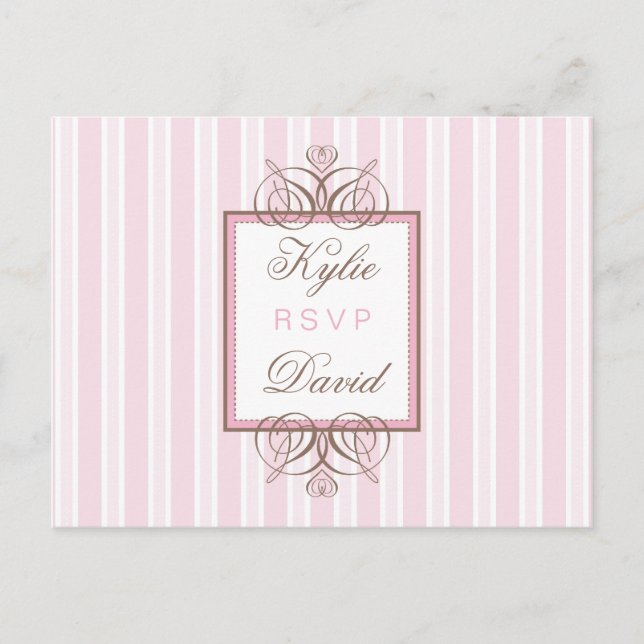 Invitation Carte Postale RSVP POSTCARD :: paris strié - rose (Devant)