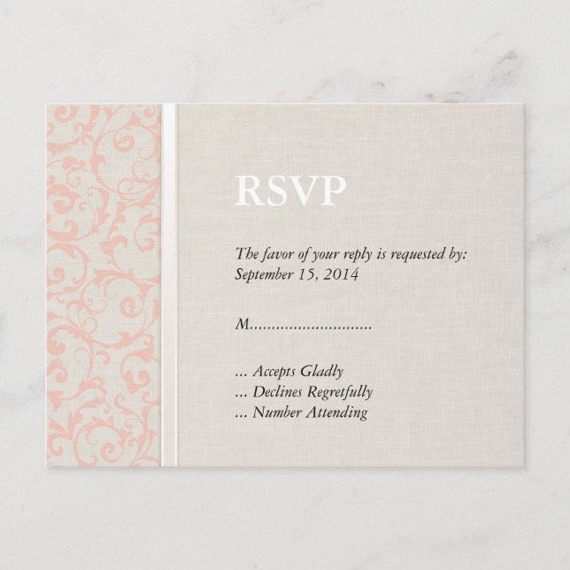 Invitation Carte Postale RSVP pour le corail SmartElegance (Devant)