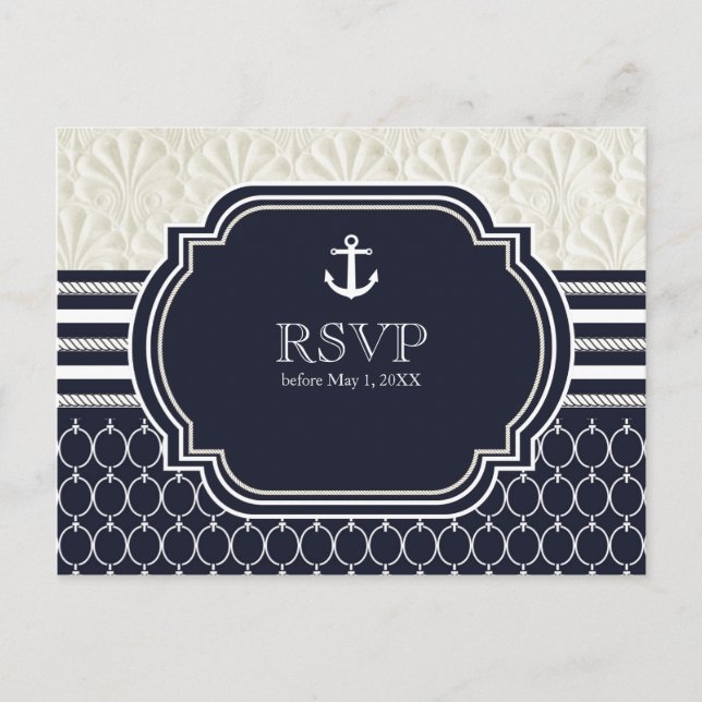 Invitation Carte Postale RSVP pour un mariage élégant sur la plage avec thè (Devant)