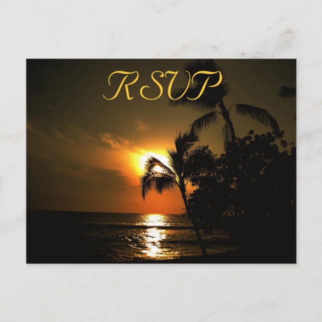 Invitation Carte Postale RSVP Réception Response Beach Shoreline (Devant)
