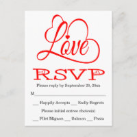 RSVP Red and White Love Hearts Mariage / voiture d