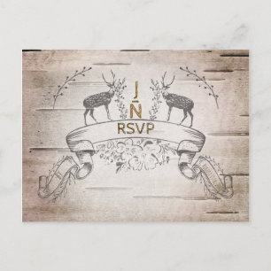 Invitation Carte Postale RSVP RSVP pour le mariage des oiseaux et des branc