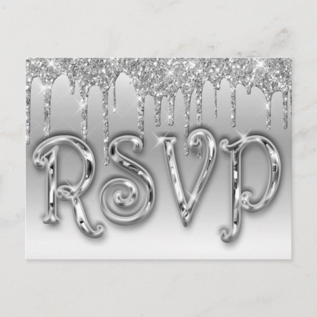 Invitation Carte Postale RSVP Silver Luxe (Devant)
