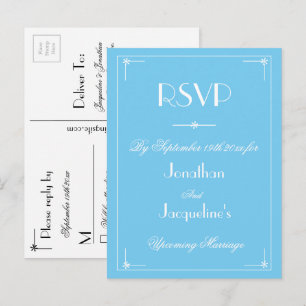 Invitation Carte Postale RSVP Simple Moderne Aqua Bleu Mariage RSVP