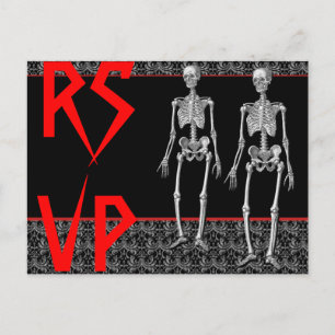 Invitation Carte Postale RSVP Skeletons - Fête d'Halloween, Maison hantée