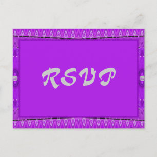 Invitation Carte Postale RSVP violet brillant