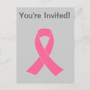 Invitation Carte Postale Ruban de sensibilisation au cancer rose