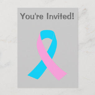 Invitation Carte Postale Ruban de sensibilisation rose et bleu