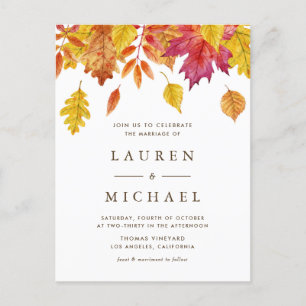Invitation Carte Postale Russe en chute Feuille Automne Mariage QR Code