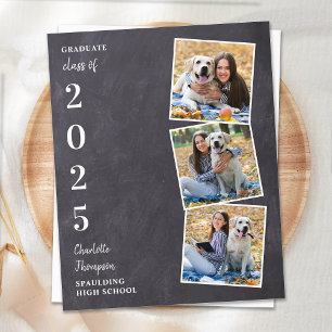 Invitation Carte Postale Rustic Chalkboard Photo Collage Graduation  Invita