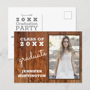 Invitation Carte Postale Rustic Country Photo 2025 Graduation Party Invitat