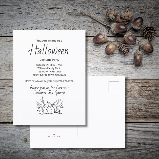 Invitation Carte Postale Rustic Fall Citrouille Halloween Costume Party (Créateur téléchargé)