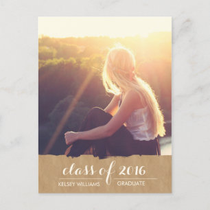 Invitation Carte Postale Rustic Kraft Look Photo Graduation Celebration