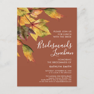 Invitation Carte Postale Rustique Autumn Foliage Mariage Bridesmaitres Déje