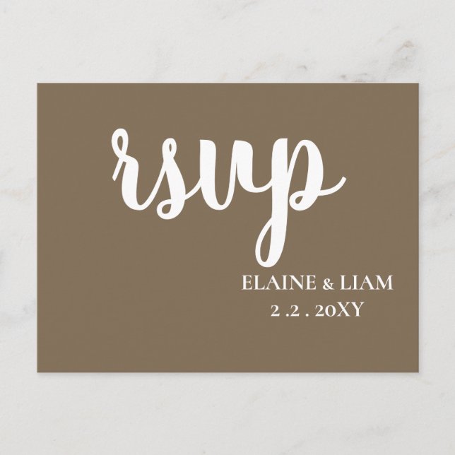 Invitation Carte Postale Rustique Brown Calligraphie simple Moderne RSVP (Devant)