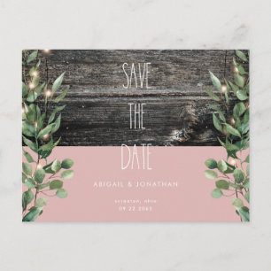 Invitation Carte Postale Rustique Dusty Rose Foliage Mariage Enregistrer la