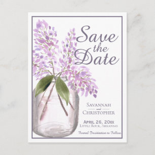 Invitation Carte Postale Rustique Dusty Violet Lilacs Mariage Enregistrer l