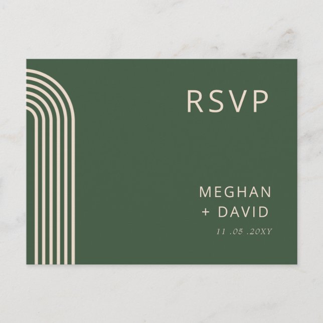 Invitation Carte Postale Rustique Neutre Vert Arché Mariage moderne (Devant)